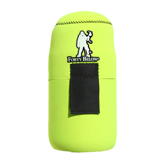 Forty Below 1.5 L Insulated Bottle Cover Yellow front view with white logo white background