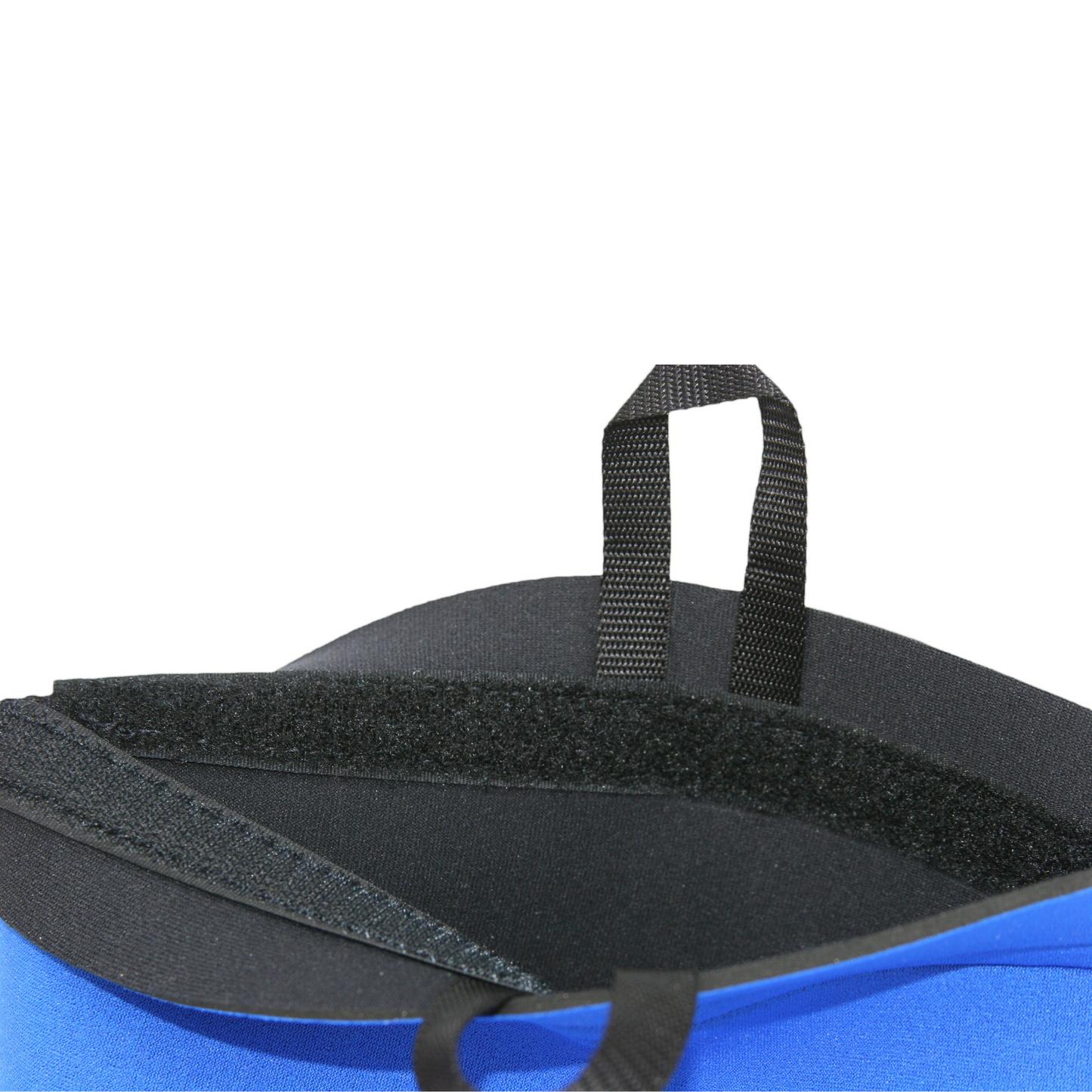 Forty Below Insulated Food Bag Blue on the outside, black on the inside showing opening with velcro closure