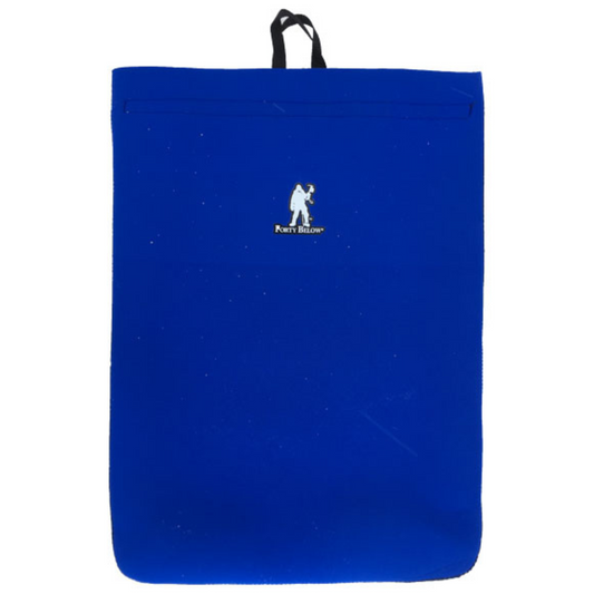 Forty Below Insulated Food Bag Blue with black loop hook and white logo white background