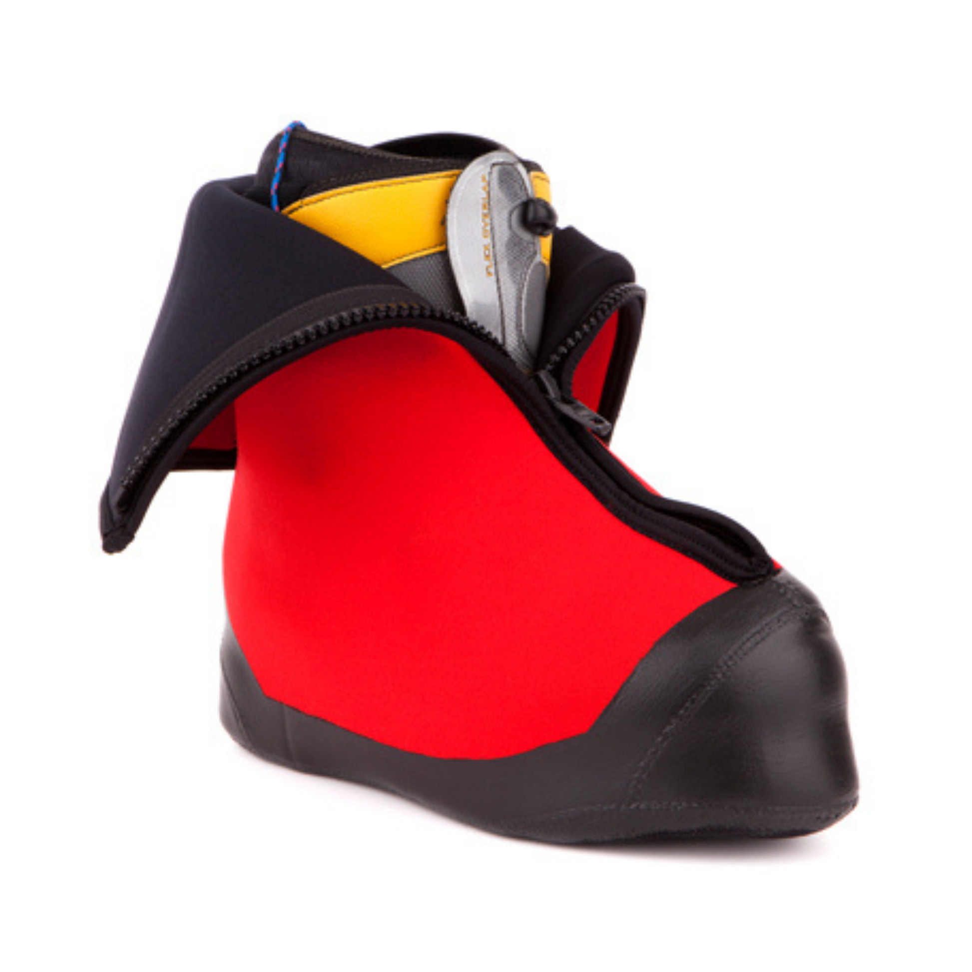 Insulated Forty Below Purple Haze Overboot front view red unzipped with climbing boot inside