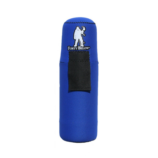 Forty Below 0.75 L Insulated Bottle Cover Blue front view with white logo white background