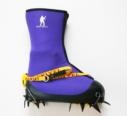 Purple Haze Overboot side view with crampon attached
