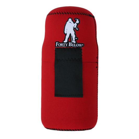 Forty Below 1 L Insulated Bottle Cover Red front view with white logo white background