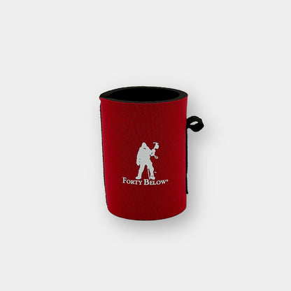 Forty Below Can Covers 12 oz red with white forty below logos on a white background