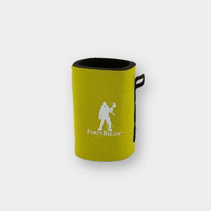 Forty Below Can Covers 12 oz yellow with white forty below logos on a white background