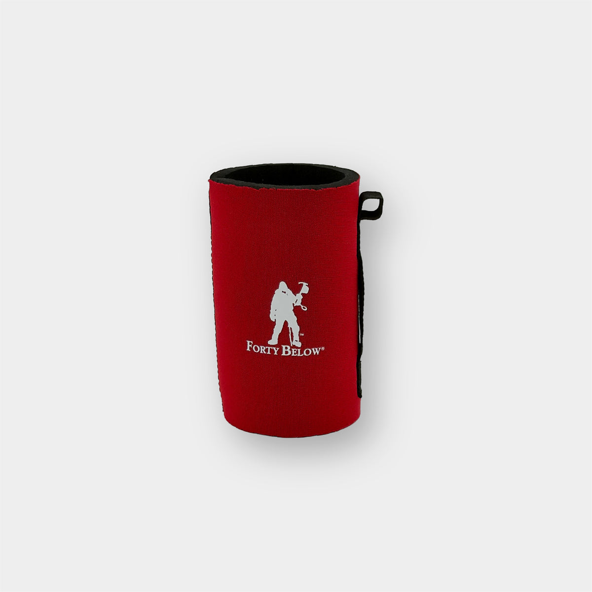 Forty Below Can Covers 16 oz red with white forty below logos on a white background