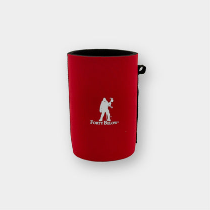 Forty Below Can Bottle Boot 32 oz Red with white logo and a white background