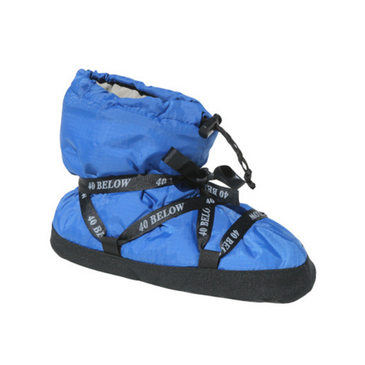Forty Below Insulated Camp Bootie Side view thumbnail Blue with Black Webbing