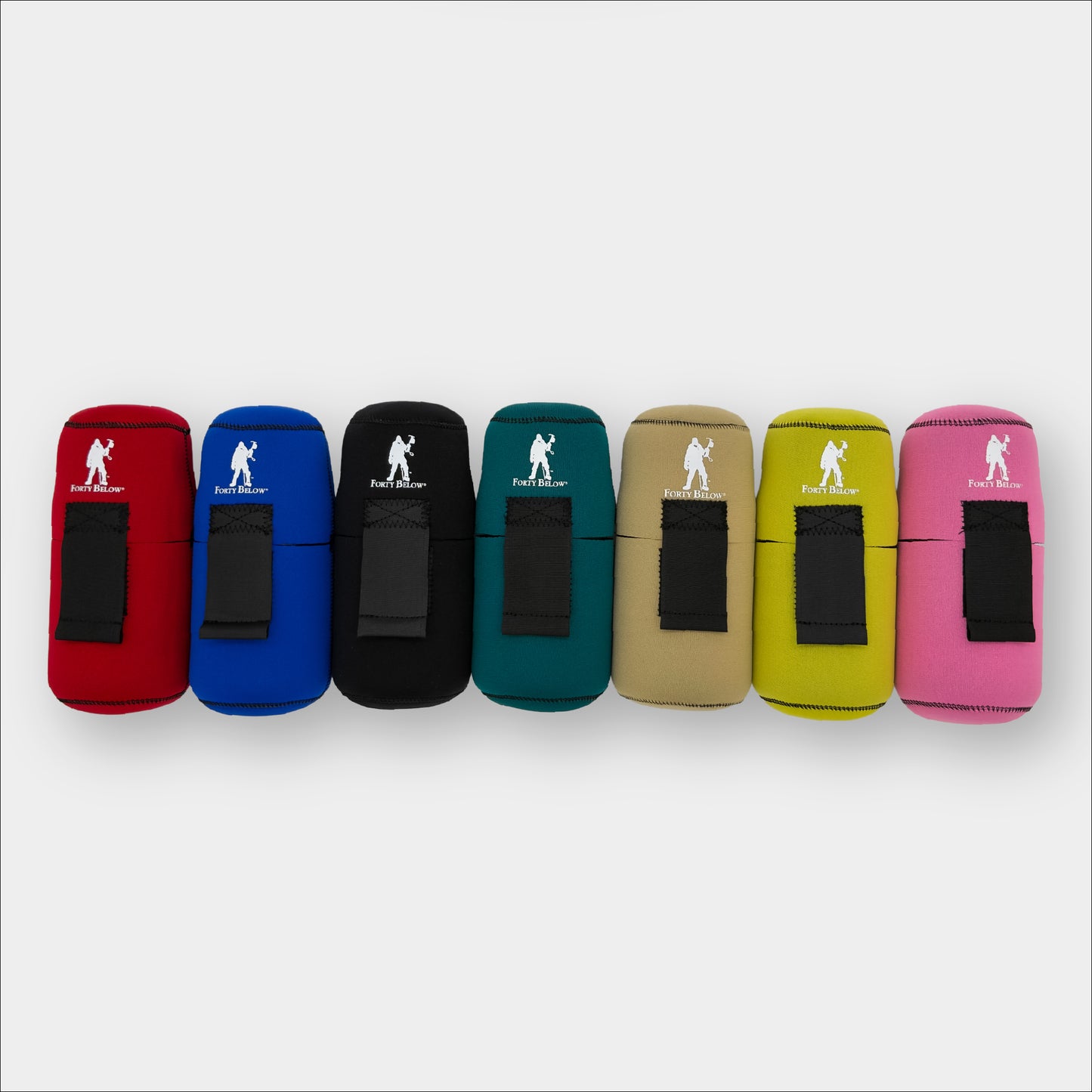 Forty Below 1.0 Liter Insulated Bottle Cover Assorted Colors front view with white logo gray background