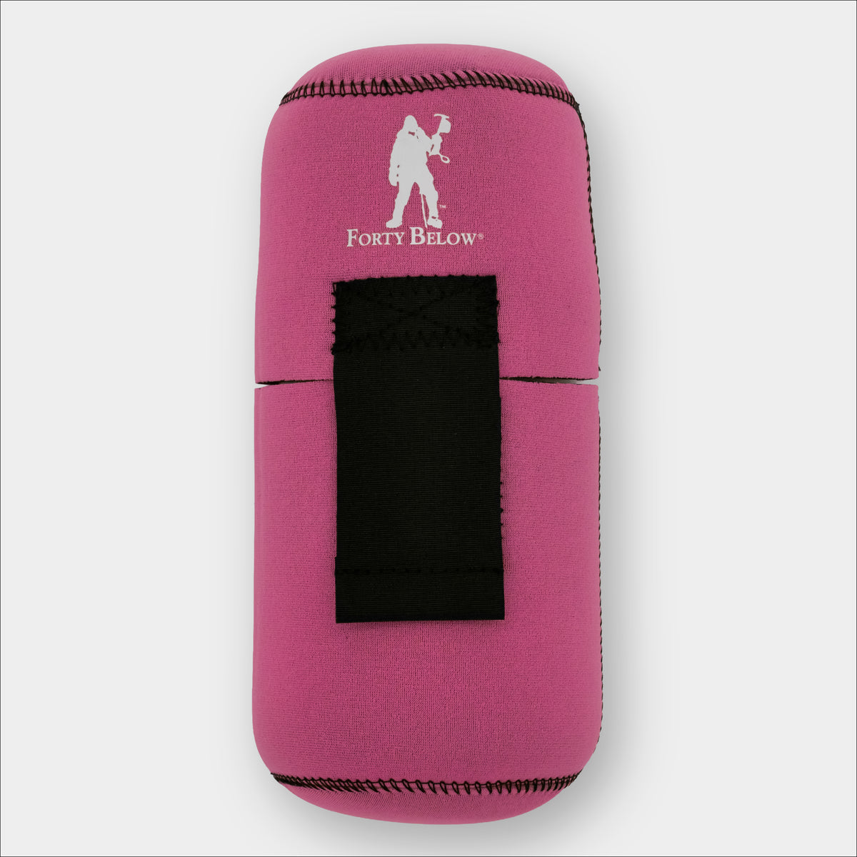 Forty Below 1.0 Liter Insulated Bottle Cover Pink front view with white logo gray background