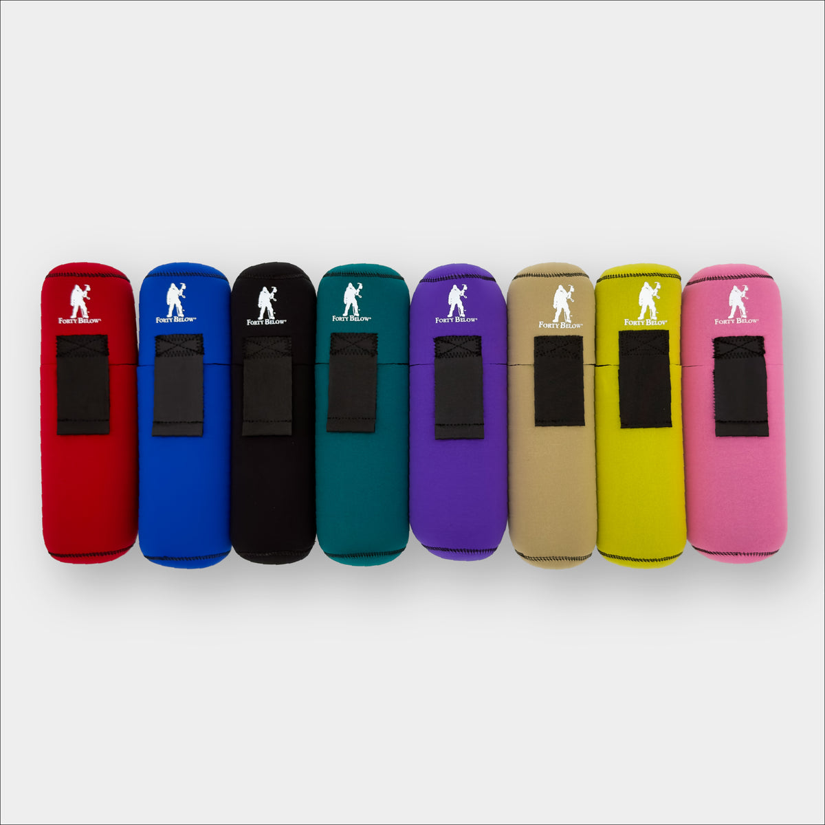 Forty Below Insulated Bottle Boot 48oz  front view assorted colors with white logo white background