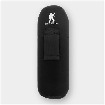 Forty Below Insulated Bottle Boot 48 oz Black front view with white logo gray background