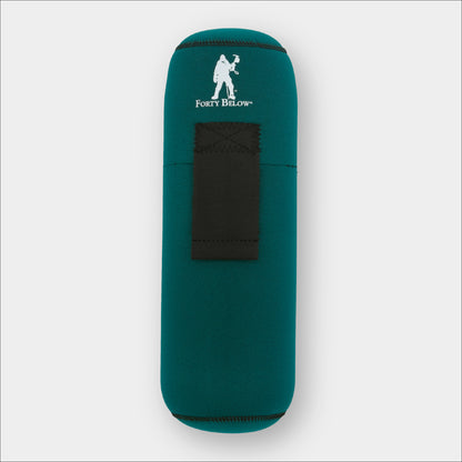Forty Below Insulated Bottle Boot 48 oz Green front view with white logo gray background