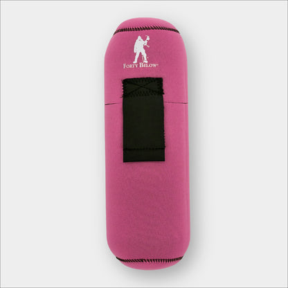Forty Below Insulated Bottle Boot 48 oz Pink front view with white logo gray background