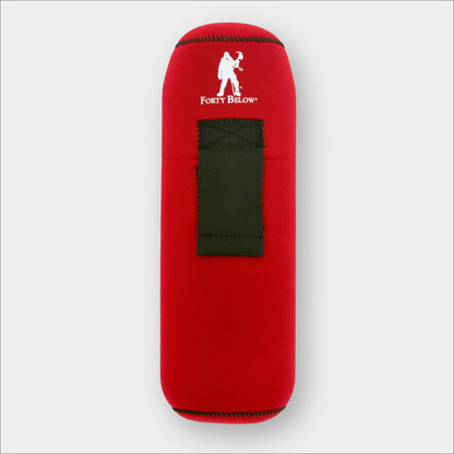 Forty Below Insulated Bottle Boot 48 oz Red front view with white logo gray background