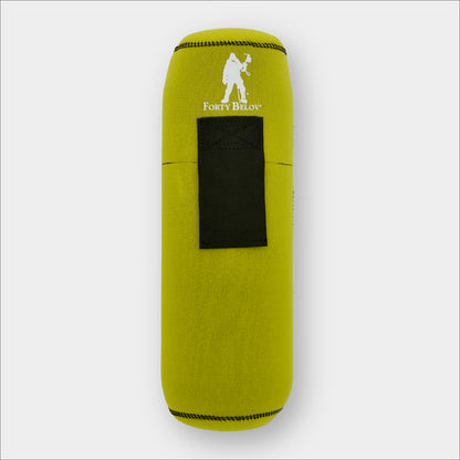 Forty Below Insulated Bottle Boot 48 oz Yellow front view with white logo gray background