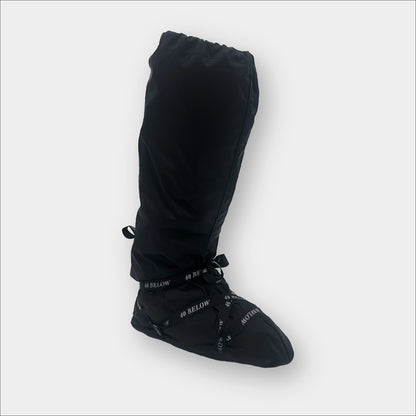 Forty Below Camp Bootie Overbootie cover side profile black with grey background
