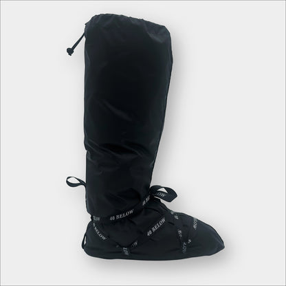 Forty Below Camp Bootie Overbootie cover side profile black with grey background
