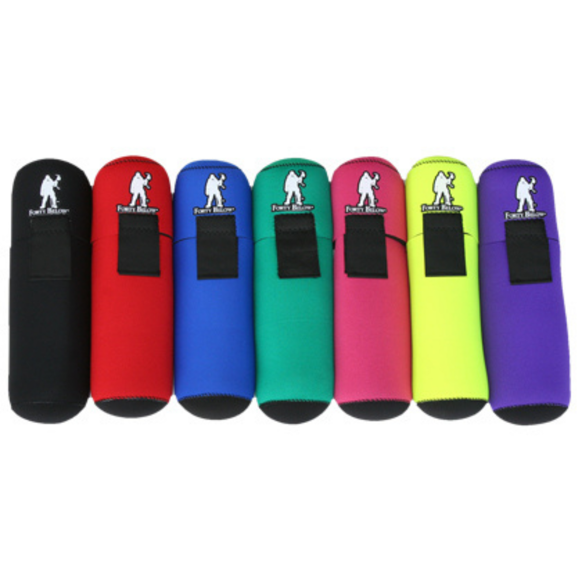 Forty Below Insulated Bottle Boot 48oz  front view assorted colors with white logo white background