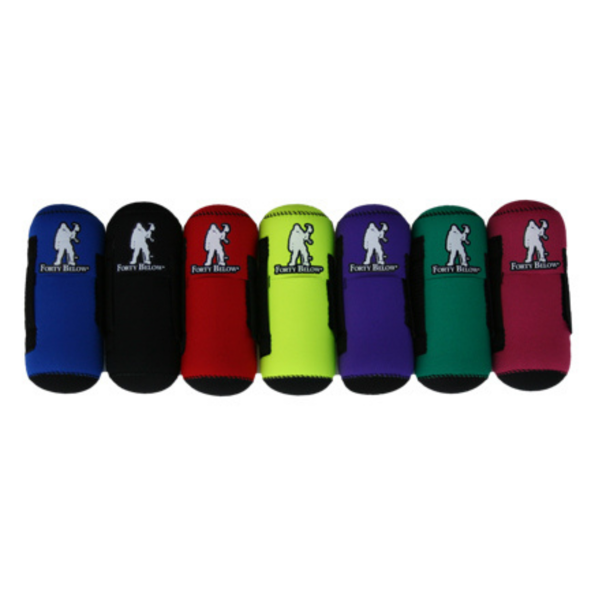 Forty Below 0.5 L Insulated Bottle Cover Assorted colors front view with white logo white background