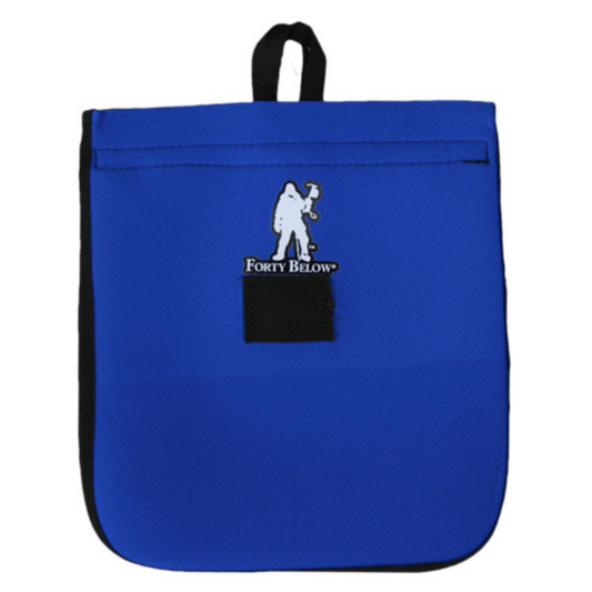 Forty Below Insulated Food Bag Blue with black loop hook and white logo white background