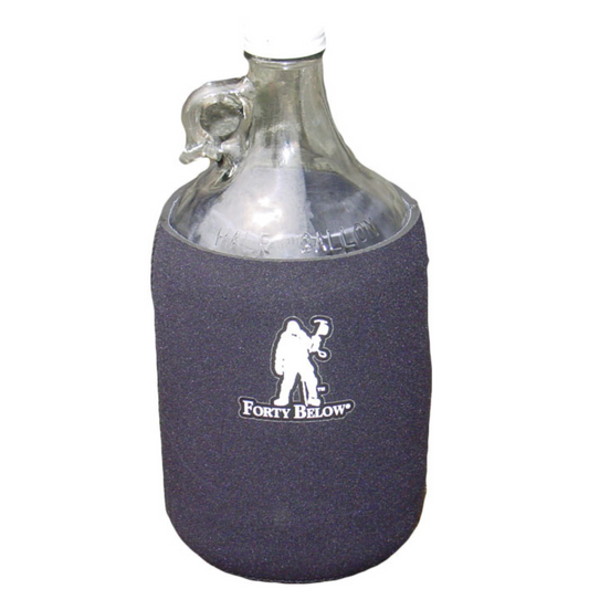 Clear growler with a black Forty Below Growler Boot white logo thumbnail