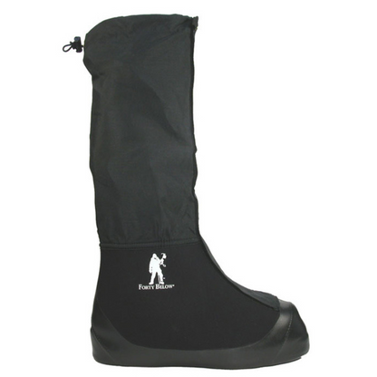 Insulated Forty Below K2 Superlight Boot Cover Black with a visible white brand logo on a white background side profile