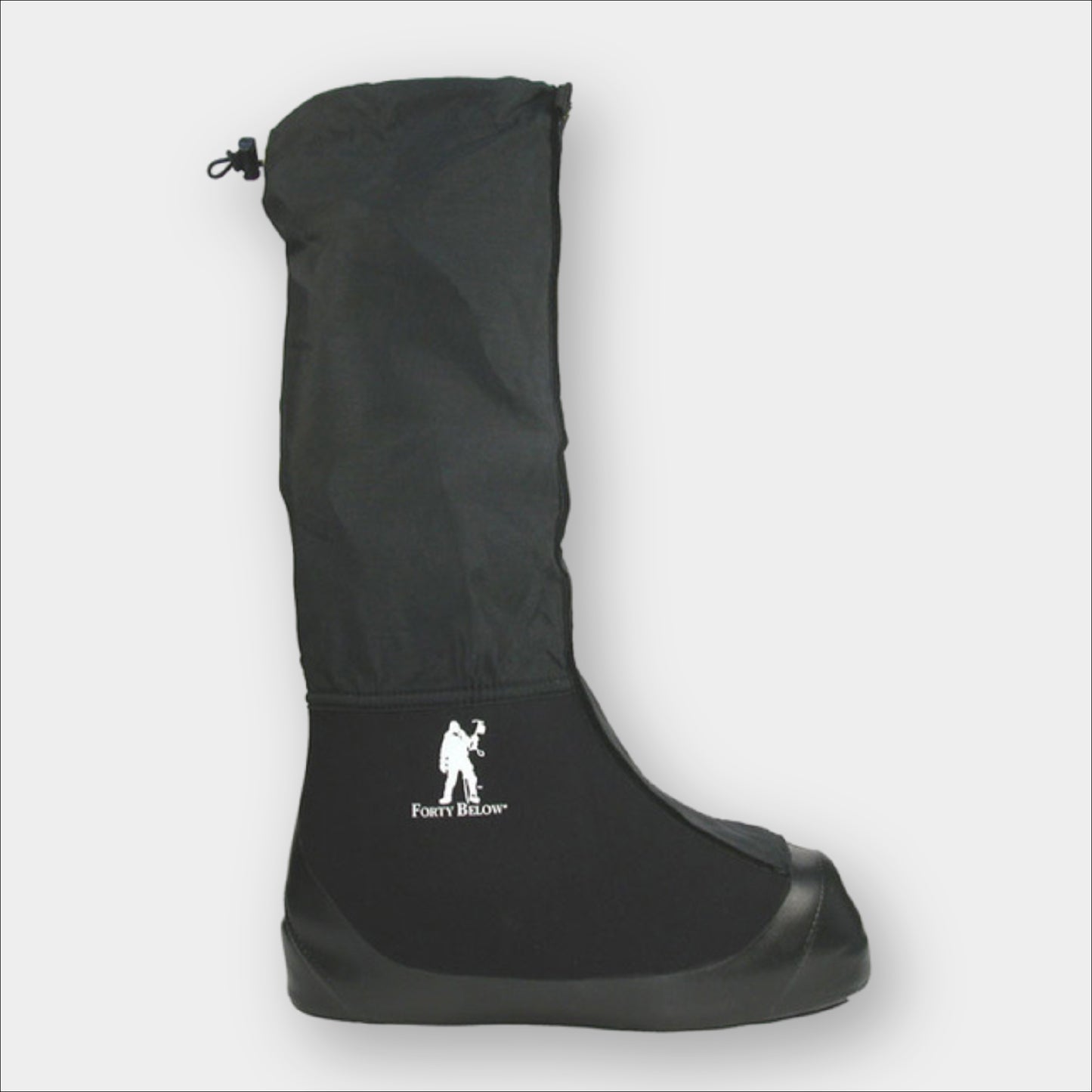 Insulated Forty Below K2 Superlight Boot Cover Black with a visible white brand logo on a white background side profile