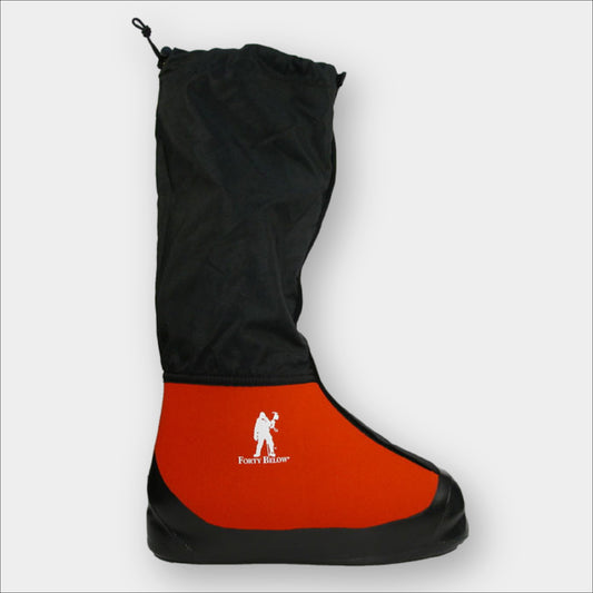 Insulated Forty Below K2 Superlight Boot Cover Black and red with a visible white brand logo on a white 