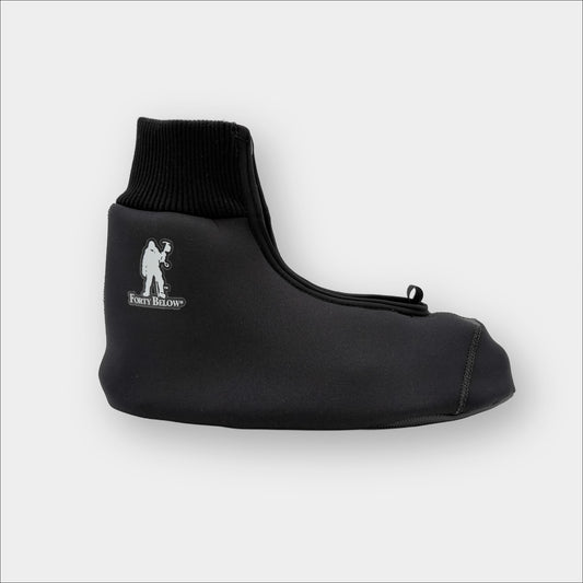 Insulated Forty Below Light Energy Shorty Black Side profile with a white logo on a gray background