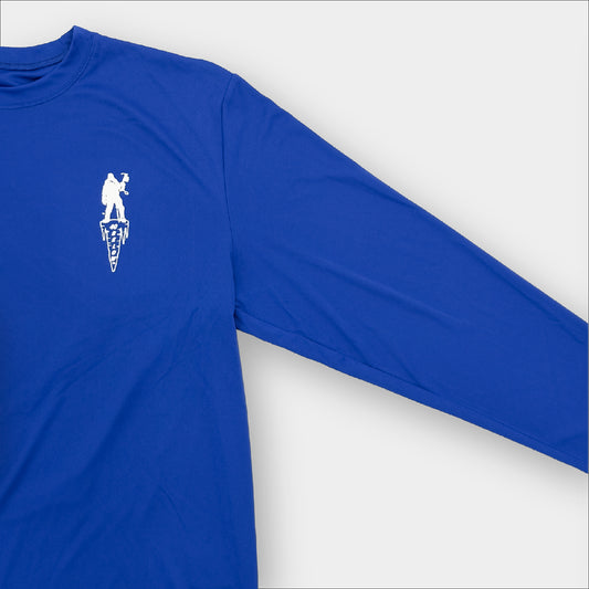 Forty Below athletic T-Shirt long sleeve blue with white logo gray background