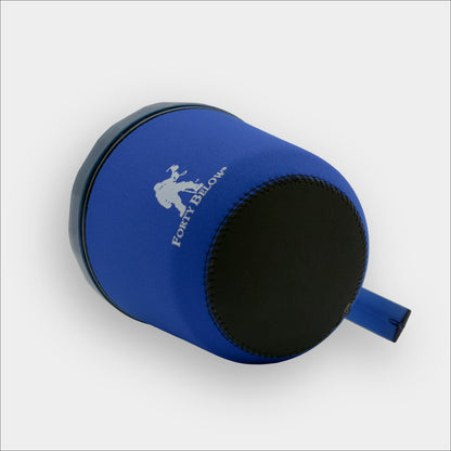 Forty Below Insulated mug boot bottom side showing grippy bottom on a gray background
