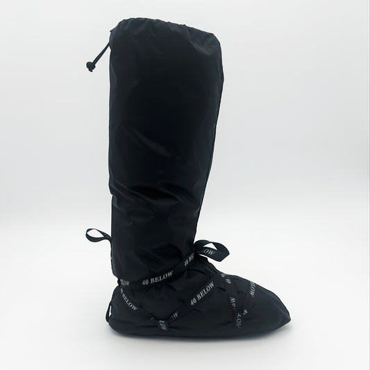 Forty Below Camp Bootie Overbootie cover side profile black with white background