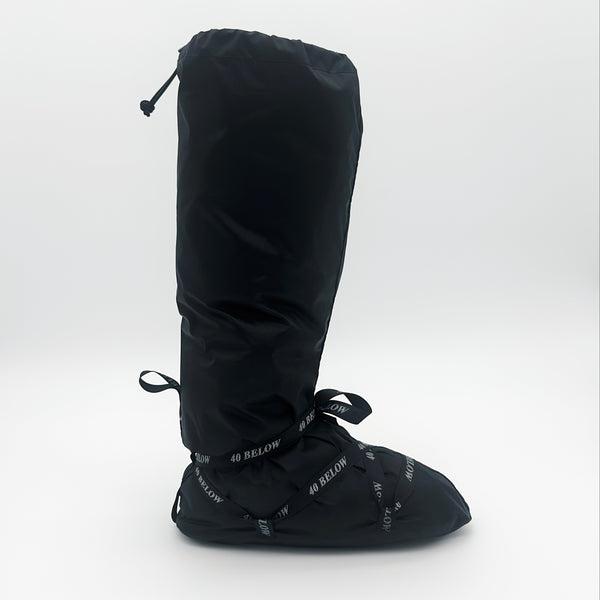 Forty Below Camp Bootie Overbootie cover side profile black with white background