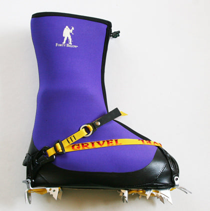 Forty Below Purple Haze Overboot insulated with crampon attached strap on binding style