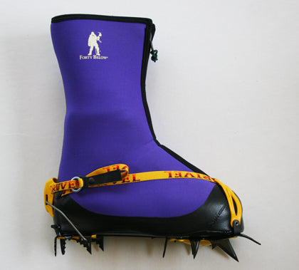 Forty Below Purple Haze Overboot insulated with crampon attached flip lever heel binding style