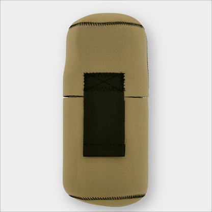 Forty Below 1.0 Liter Insulated Bottle Cover tan with black webbing no logo gray background