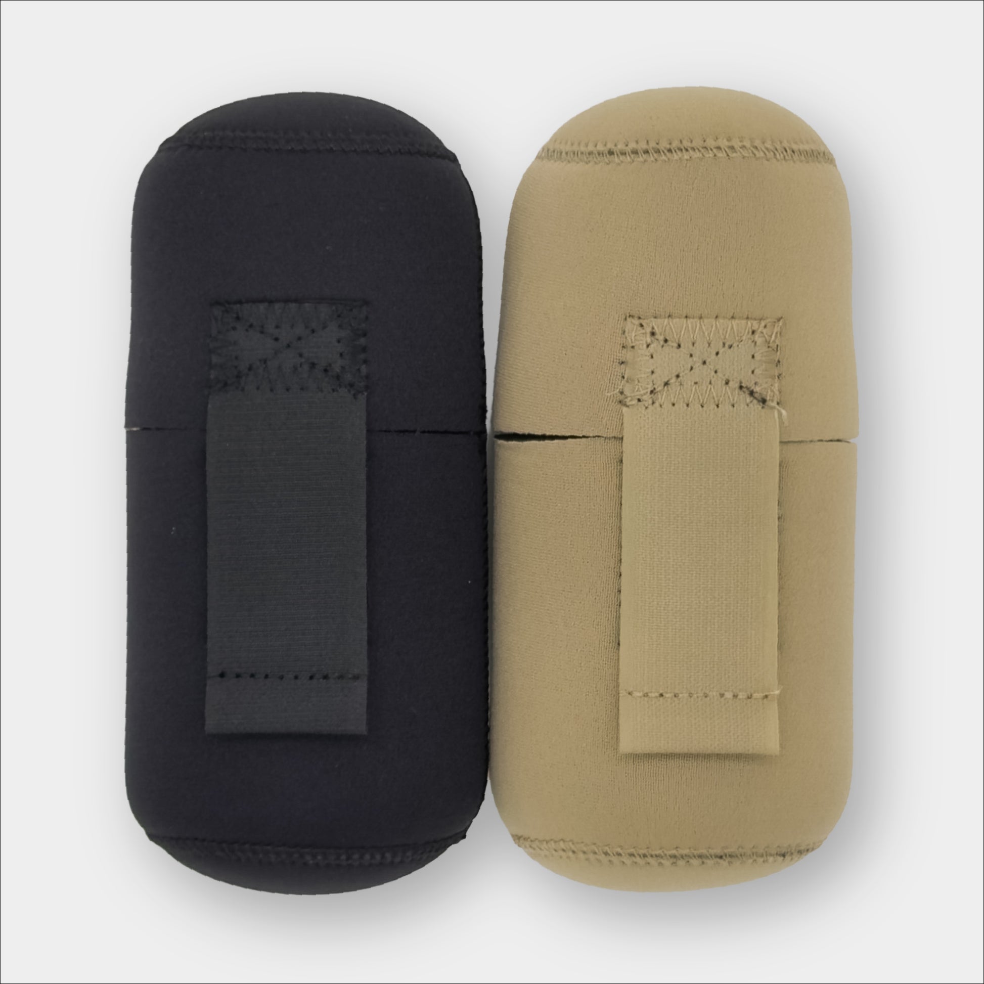 Forty Below Insulated Bottle Boot 0.5 Liter black and tan next to each other front facing on a gray background