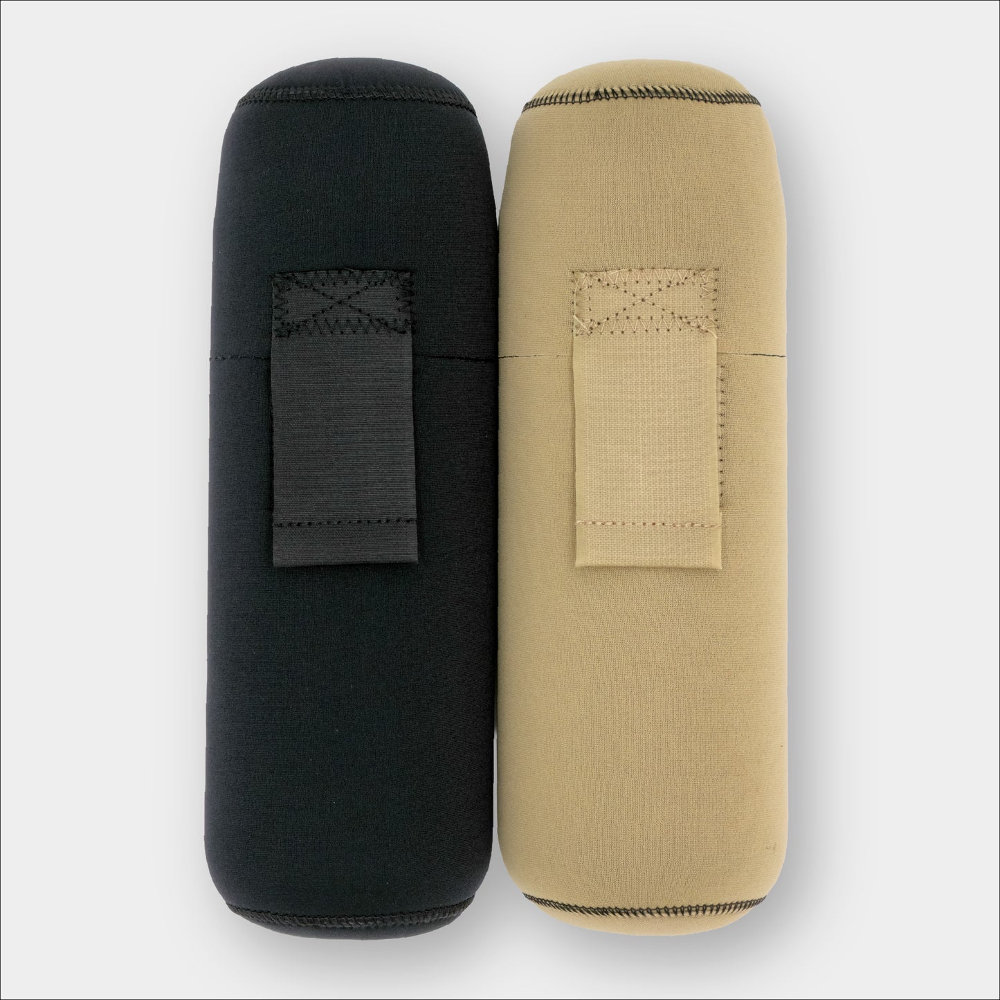 Forty Below Insulated Bottle Boot 48 oz black and tan next to each other front facing on a gray background