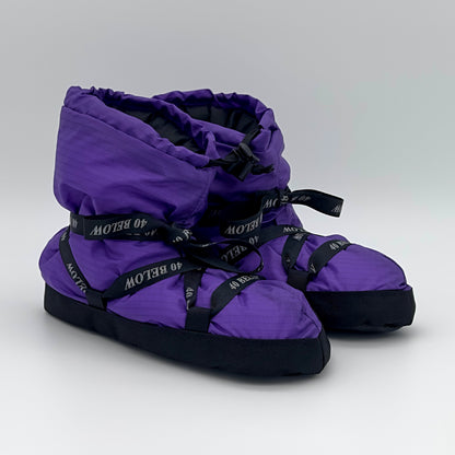 Forty Below  insulated camp bootie thumbnail purple with black lacing on a white background