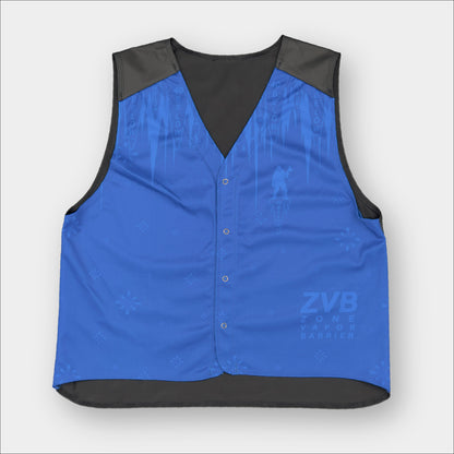 Forty Below Zone Vapor barrier vest Blue with black moisture backside on a white background
