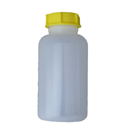A Forty Below Cold Weather plastic water bottles with yellow lid on a white background