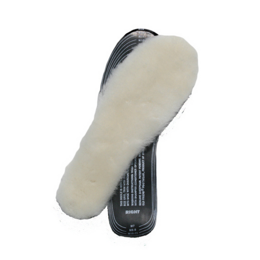 Forty Below sheepskin insoles tan with black bottom fluffy soft top